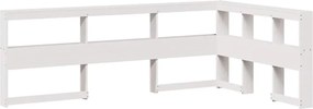 vidaXL Bibliotecă tăblie în formă de L, alb, 130 cm, lemn masiv de pin