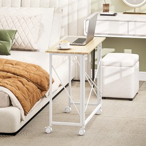 HOMCOM Masă pliabilă de 80 cm pe roți - Ton natural | Aosom Romania