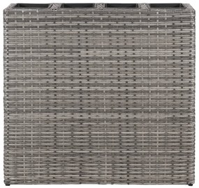 Strat inaltat de gradina cu 4 ghivece, 2 buc., gri, poliratan