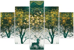 Tablou - Căprioare în pădurea verde (150x105 cm)