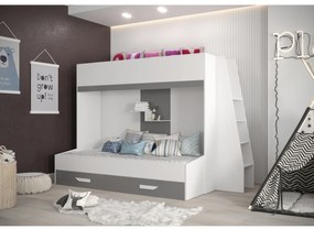 Pat pentru copii combinat 90 cm Puro 17 (alb mat + alb lucios + gri lucios). 1087115