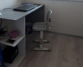 Masă PC, beton/alb mat, ANDREO