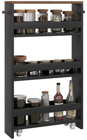 HOMCOM Cărucior de depozitare pe roți 3 nivele de depozitare și mâner, dim. 51,5l x 13l x 80H cm | Aosom Romania