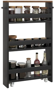HOMCOM Cărucior de depozitare pe roți 3 nivele de depozitare și mâner, dim. 51,5l x 13l x 80H cm | Aosom Romania