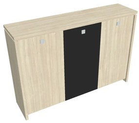 Dulap mediu pentru haine Verno 188 x 46 x 130 cm, uși combinate, salcâm / negru