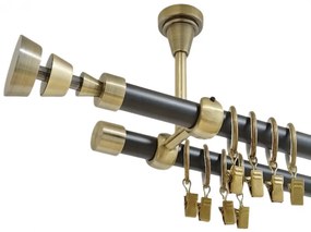 Galerie dubla afina prindere tavan 19 mm negru aur antic (Alege marime: 180 cm)