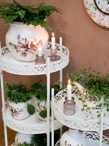 Etajera, alba, din metal, cu 3 rafturi, aspect vintage