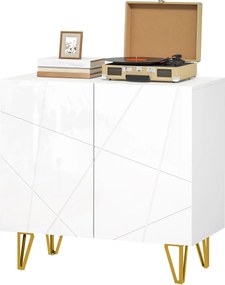 HOMCOM Aparador de Intrare cu 2 Uși și Rafturi Reglabile pentru Bucătărie Sufragerie 80x40x75 cm Alb Lucios | Aosom Romania