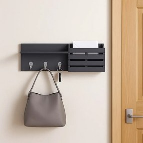 Cuier cu 3 agatatori, Antracit Homs, gri antracit, 60 x 15 x 10 cm, MDF