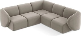 Colțar maro deschis cu tapițerie din catifea Lani – Makamii