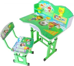 Birou copii din MDF cu jucarii interactive Novokids™ My first desk, dimensiuni 68X43X65, cadru metalic, masuta copii,Verde