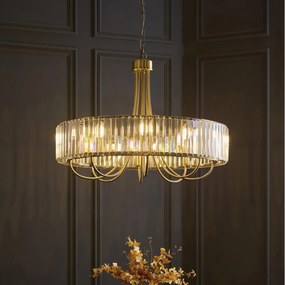 Endon 119611 - Candelabru VISCONTI cu lanț, 8xE14/6W/230V, alamă