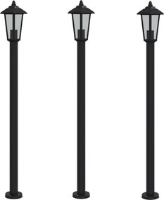vidaXL Lămpi de podea de exterior 3 buc. negru 120 cm oțel inoxidabil