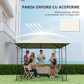 Outsunny Acoperiș pentru Foișor de Grădină cu 8 Orificii de Drenaj, 298x298 cm, Alb Crem | Aosom Romania