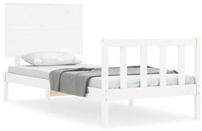 3193392 vidaXL Cadru de pat cu tăblie, alb, 100x200 cm, lemn masiv