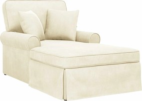 vidaXL Chaise Lounge cu fustă 3 pcs Crem Țesătură din corduroy