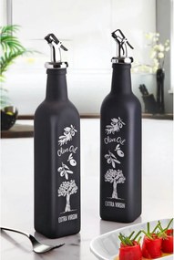 Set 2 oliviere PLTN105, negru/alb, sticla, 500ml