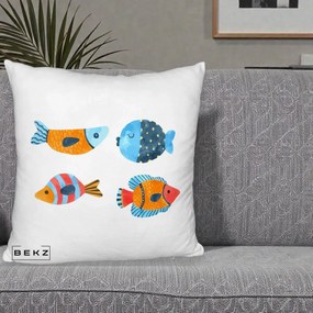 Perna Decorativa Pesti Acuarela, 40x40 cm, Alb Pufos, Husa Detasabila, Perna Inclusa, BEKZ®