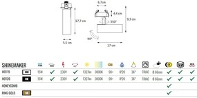 Spot LED directionabil incastrabil tavan fals SHINEMAKER negru