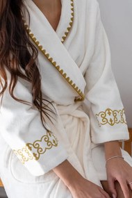 Halat de baie unisex MONDRIAN L Alb crem / Ecru