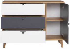 Comodă Mimone K1D3SZ (Stejar auriu + Alb mat + grafit). 1051784