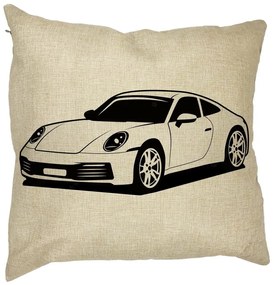 Perna Decorativa Patrata Porsche 911, 40x40 cm, Husa Detasabila, Burduf