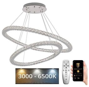 Lustră LED dimabilă pe cablu LED/160W/230V 3000-6500K argintiu + telecomandă