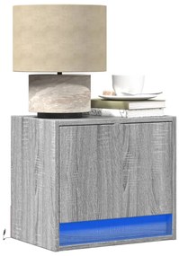 vidaXL Noptiere montate pe perete cu lumini LED, 2 buc., sonoma gri
