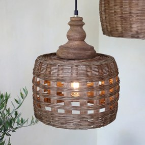 Lustra împletita manual din rattan si rachita, D31 cm