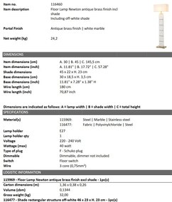 Lampadar, lampa de podea LUX cu baza din marmura Newton