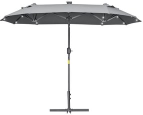 Outsunny Umbrelă de Terasă cu Două Fețe, Bază în Cruce, Sistem de Înclinare și Manivelă | Aosom Romania