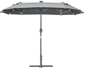 Outsunny Umbrelă de Terasă cu Două Fețe, Bază în Cruce, Sistem de Înclinare și Manivelă | Aosom Romania