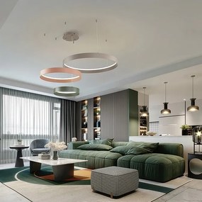 Lustra cu 3 inele colorate LED CCT si telecomanda Halos