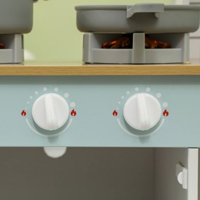 AIYAPLAY Bucătărie de Jucărie pentru Copii de 3+ Ani din Lemn, Aragaz Interactiv, Cuptor și Mașină de Cafea, Albă | Aosom Romania