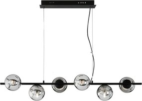 Ondaluce - Lustră suspendată pe cablu MONILE 6xE14/10W/230V, negru/negru fumuriu