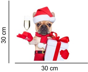 Sticker decorativ Bulldog Craciun