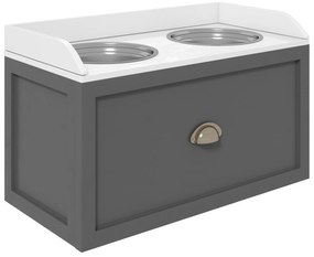 PawHut Boluri Înălțate pentru Câini din Oțel Inoxidabil și Lemn cu Sertar, 60x30x36 cm, Gri | Aosom Romania