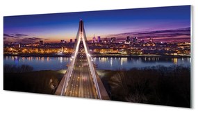 Tablouri pe sticlă Varșovia pod râu panoramă