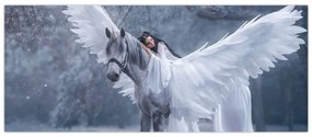 Tablou - Fata și unicorn (120x50 cm)