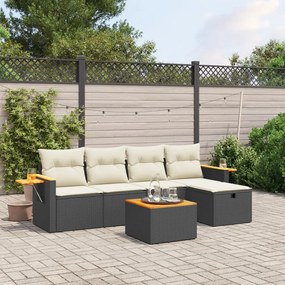 3265508 vidaXL Set mobilier de grădină cu perne, 6 piese, negru, poliratan