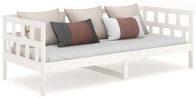 832674 vidaXL Pat de zi, 90x200 cm, alb, lemn masiv de pin