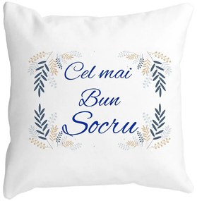 Perna Decorativa pentru Socrul 1, 40x40 cm, Alba, Mata, Husa Detasabila, Burduf