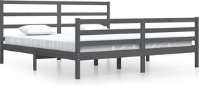vidaXL Cadru de pat, gri, 200x200 cm, lemn masiv de pin