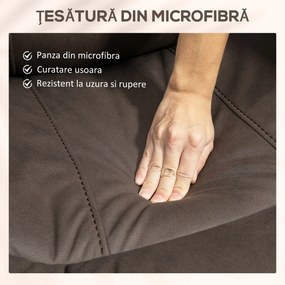 HOMCOM Fotoliu Relax cu inclinare manuala si suport pentru picioare, husa din microfibra si captuseala suplimentara, 97x90x96cm, maro | Aosom Romania