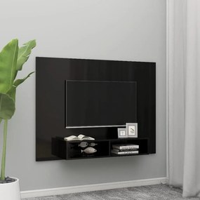 808285 vidaXL Comodă TV de perete, negru extralucios, 135x23,5x90 cm, PAL