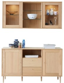 Set vitrină de perete cu iluminare și comodă cu aspect de stejar 133x136 cm Mistral - Hammel Furniture