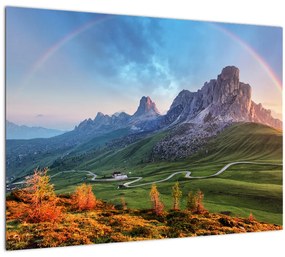 Tablou pe sticlă cu curcupeu deasupra stâncilor (70x50 cm)