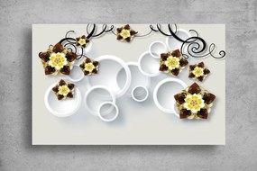 Tapet Premium Canvas - Florile colorate si cercurile 3d abstract