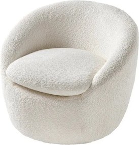 Fotoliu pivotant modern BABYLON, boucle alb