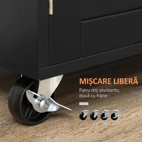 HOMCOM Cărucior Bucătărie cu Sertar și Dulapior, 4 Roți Ușor de Manevrat, Spațiu Depozitare, Design Modern | Aosom Romania